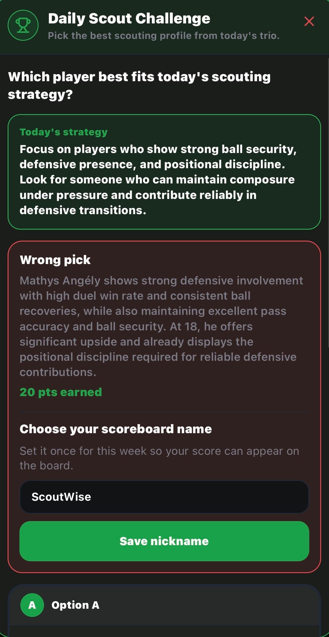 Daily Quiz screen 1